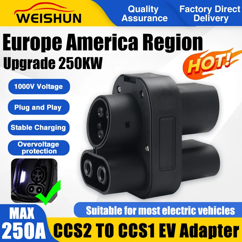 20% discount on CCS2 To CCS1 DC EV Adapter Fast Charging 250A 250KW Use for CCS1 Station Charging Converter  in Ukraine national