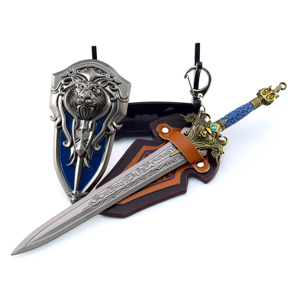 10cm Lion's Head Shield Set Keychain Alliance Army Game Movie Merchandise Metal Model Home Ornament Crafts Equipment Collection