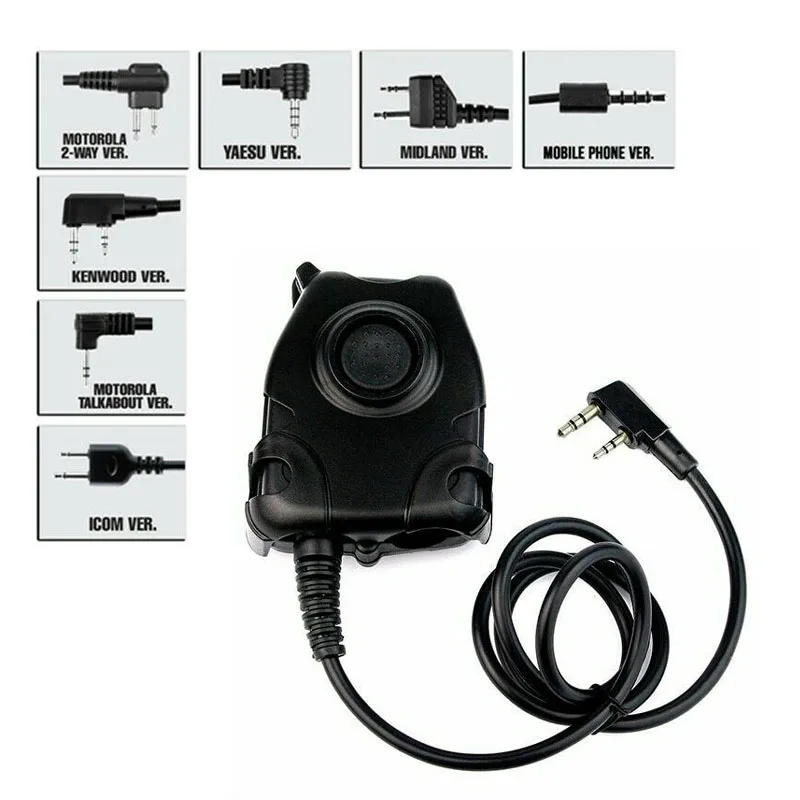 Waterproof  PTT Cable For Z Tactical Headset ComtacII H50 MSA SORDIN H60 HD03 Headset For Kenwood For Baofeng Two Way Radio