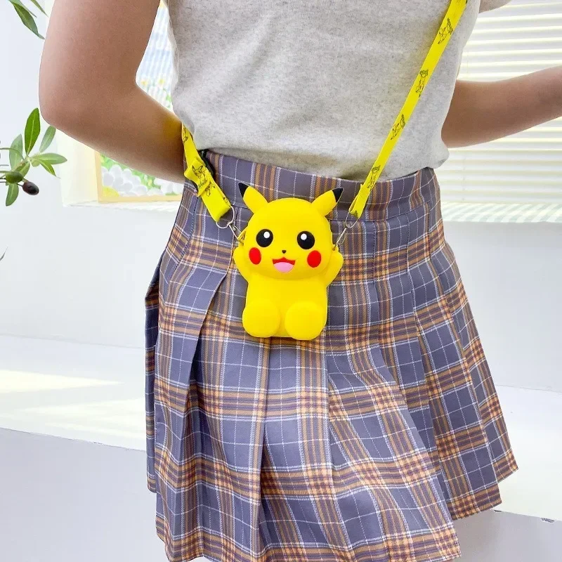 Bonito pokemon pikachu moedas bolsas moda dos desenhos animados crianças bolsa de ombro silicone crossbody bolsa moeda presentes do feriado