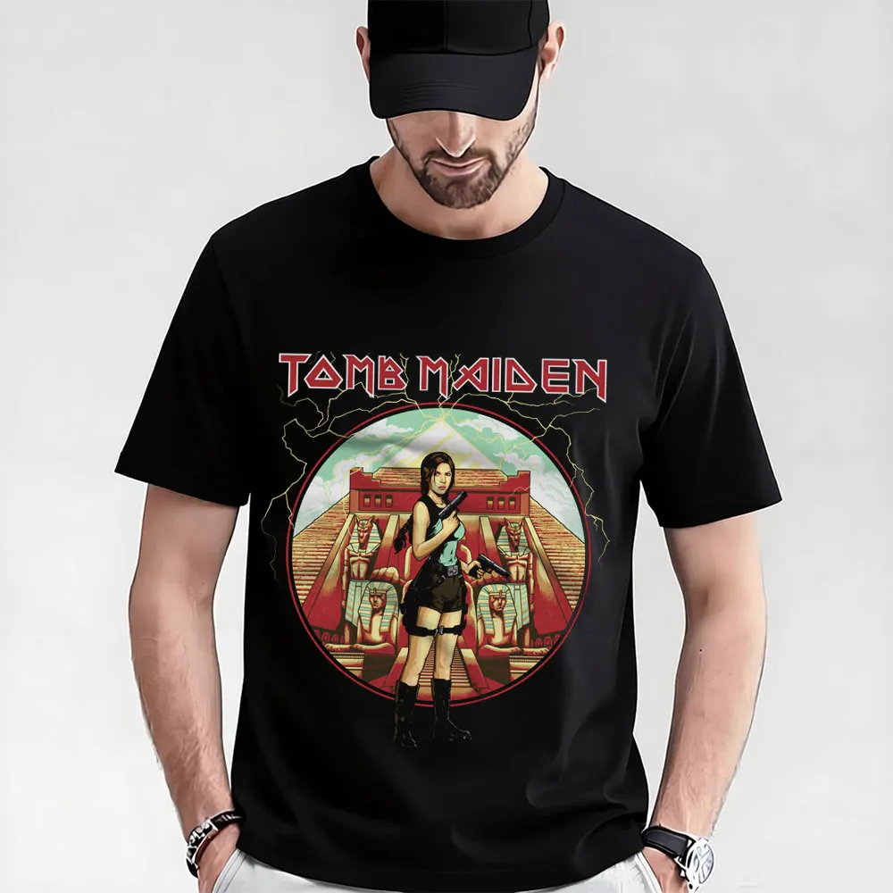 

Футболка с принтом Lara Croft из видеоигры Tomb Raider Tombslave - Metal Designs, 100% хлопок, графический принт, все размеры, топы.