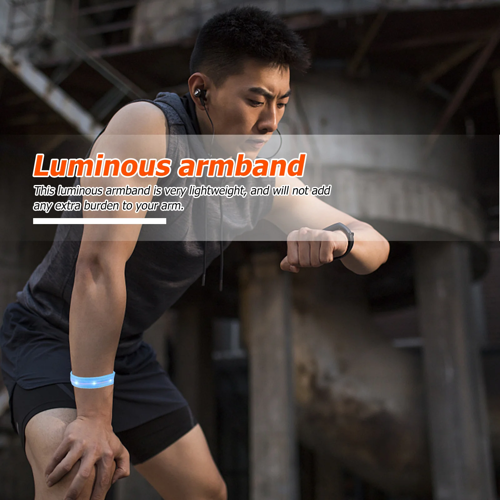 

Night Running Luminous Armband Adjustable LED Glowing Reflective Sports Wristband High Grade Nylon Lightweight Safety Strap