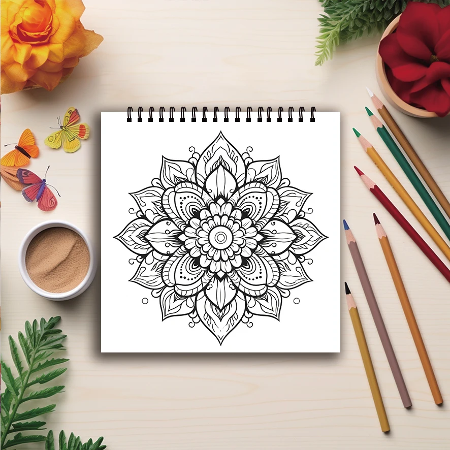 Libro para colorear - Libro para colorear mandala de 7,87 x 7,87 pulgadas y 32 páginas - perfecto para calmar, garabatear y fiestas navideñas