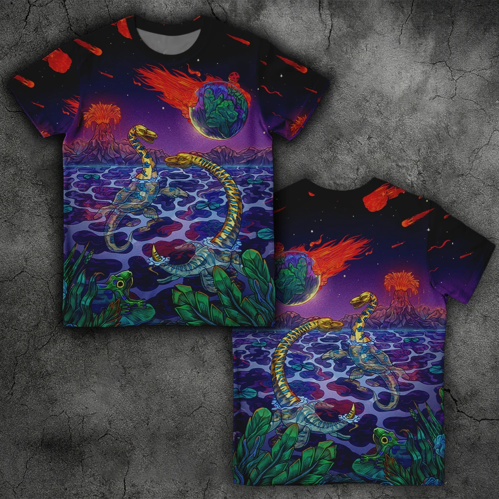 

Men's Dinosaur Ocean Apocalypse Graphic T-shirts Summer Casual Hip-Hop Vintage Style Tees Streetwear Trendy Unisex Y2K Clothes
