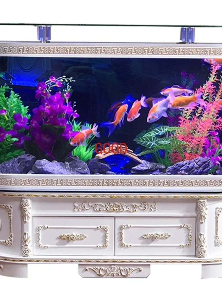 Fish Tank Ecological Glass Aquarium against the Wall Living Room Home