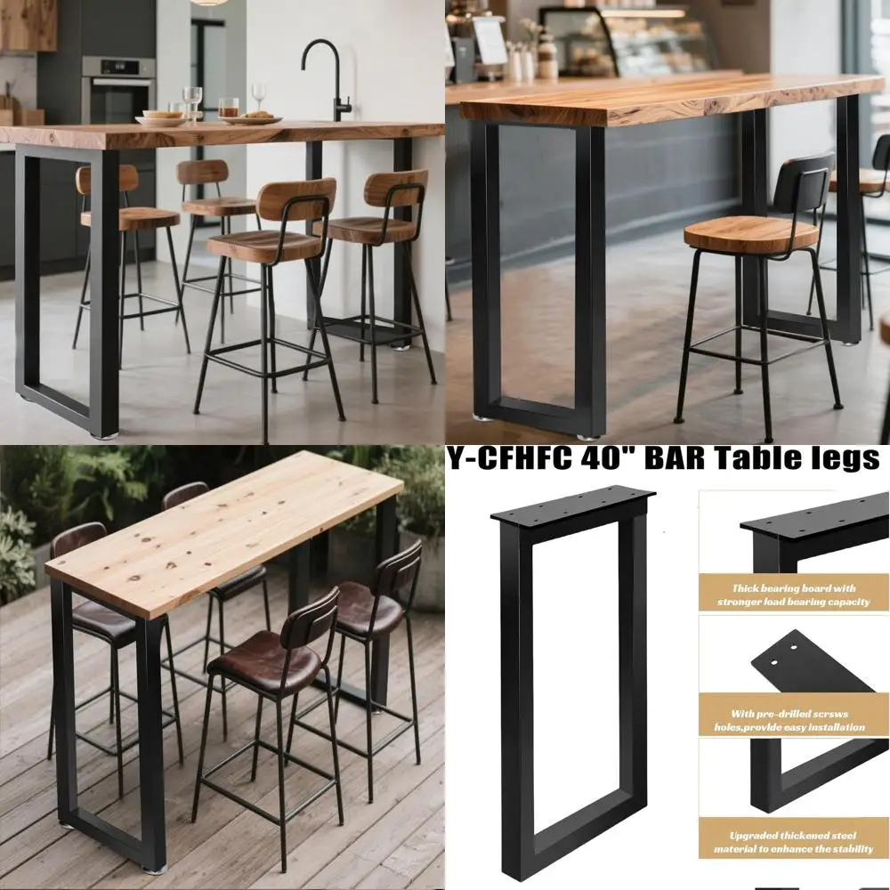 

Пара металлических ножек для стола (40 см), черные, с регулируемыми опорами, для кофейных и обеденных столов