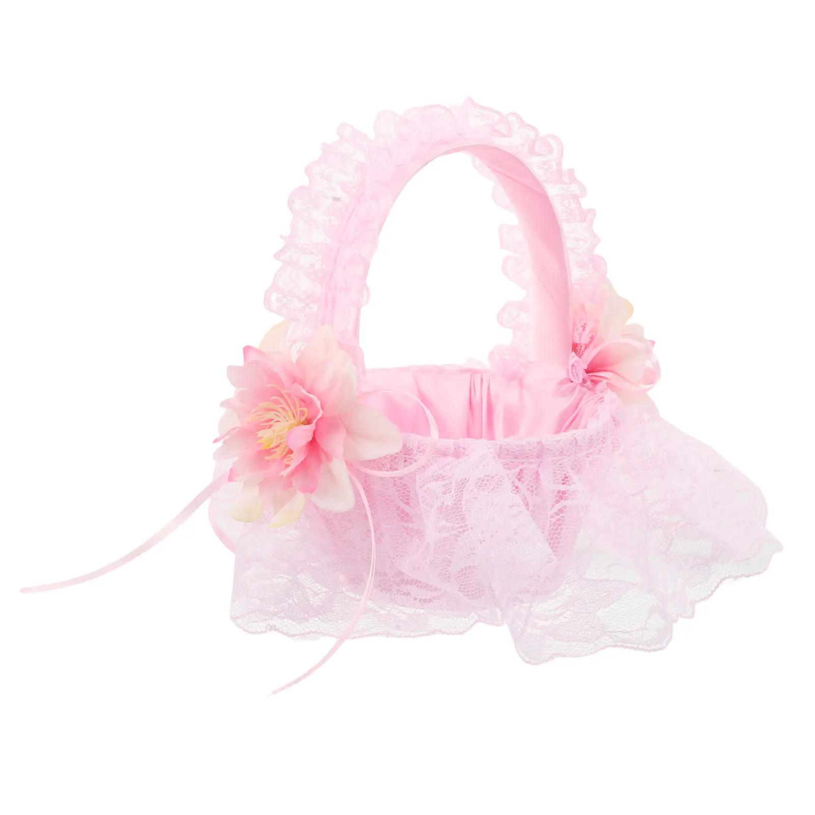 Elegant Wedding Flower Girl Basket Handwoven Rustic Floral Basket for Petal Scattering Rings Storage Wedding Party Supplies