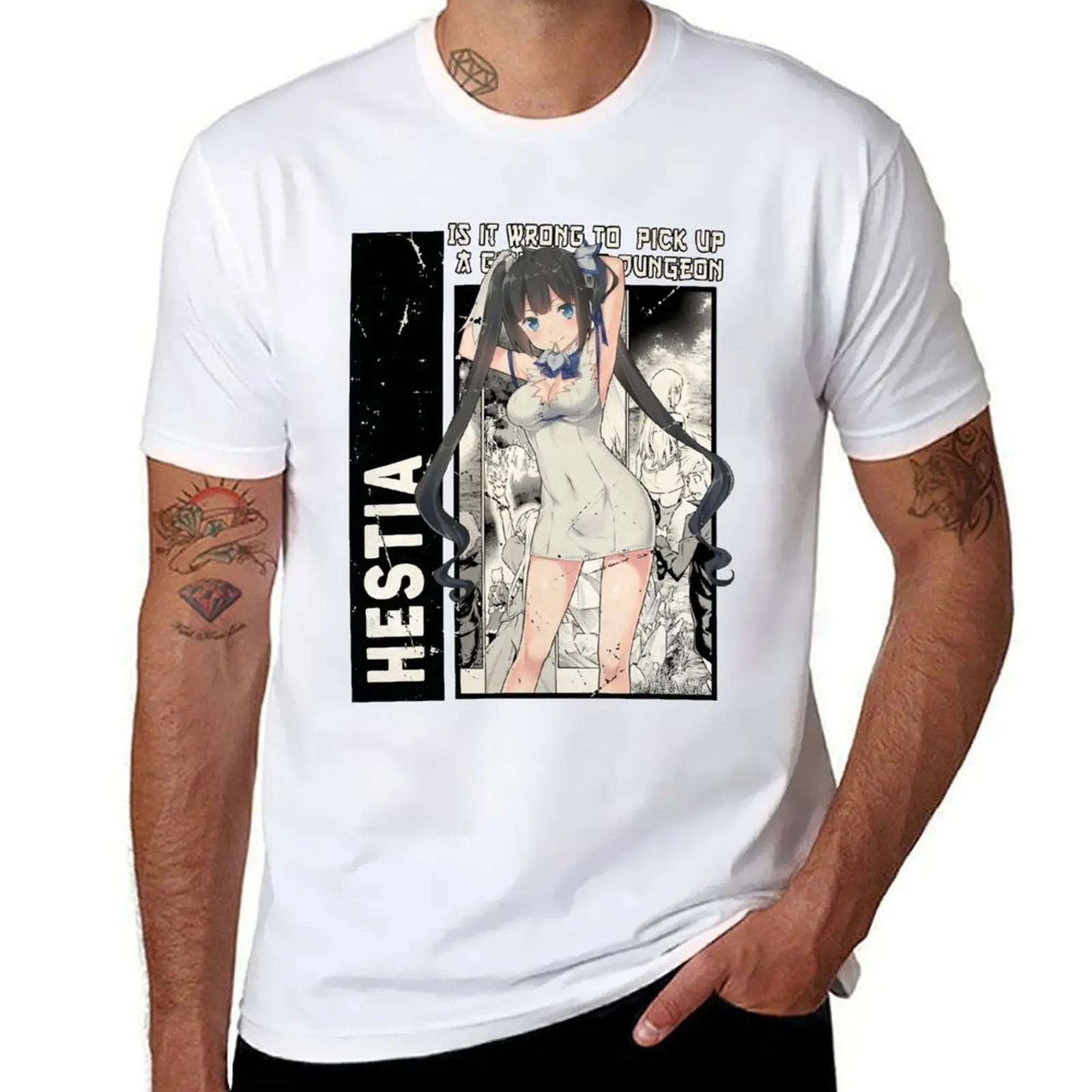 Camiseta Hestia, Danmachi, camisetas para hombre, camisetas gráficas de algodón para hombre, Camiseta 100% de algodón