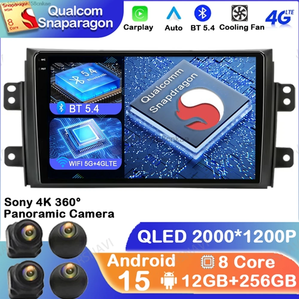 

Android 15 For Suzuki SX4 2006 - 2014 For Fiat Sedici 189 2005 - 2014 QLED Viedo Player Head Unit 4G LTE Navigation Autoradio BT