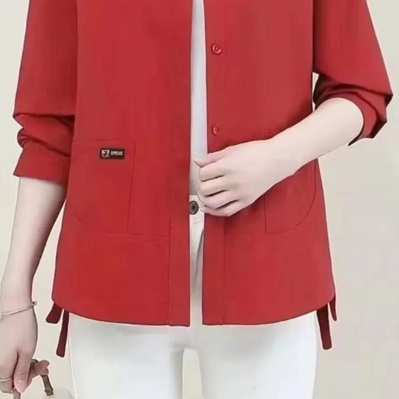 2023 Autumn and Winter Women\'s Solid Color Polo Button Pocket Swallowtail Loose Fashion Casual Elegant Commuter Long Sleeve Coat