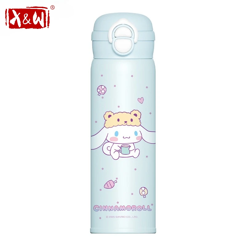 X&W Sanrio Kuromi Hello Kitty Kinder-Thermosbecher, 316, Edelstahl, Cartoon-isolierte Wasserflasche, tragbare Isolierflasche als Geschenk