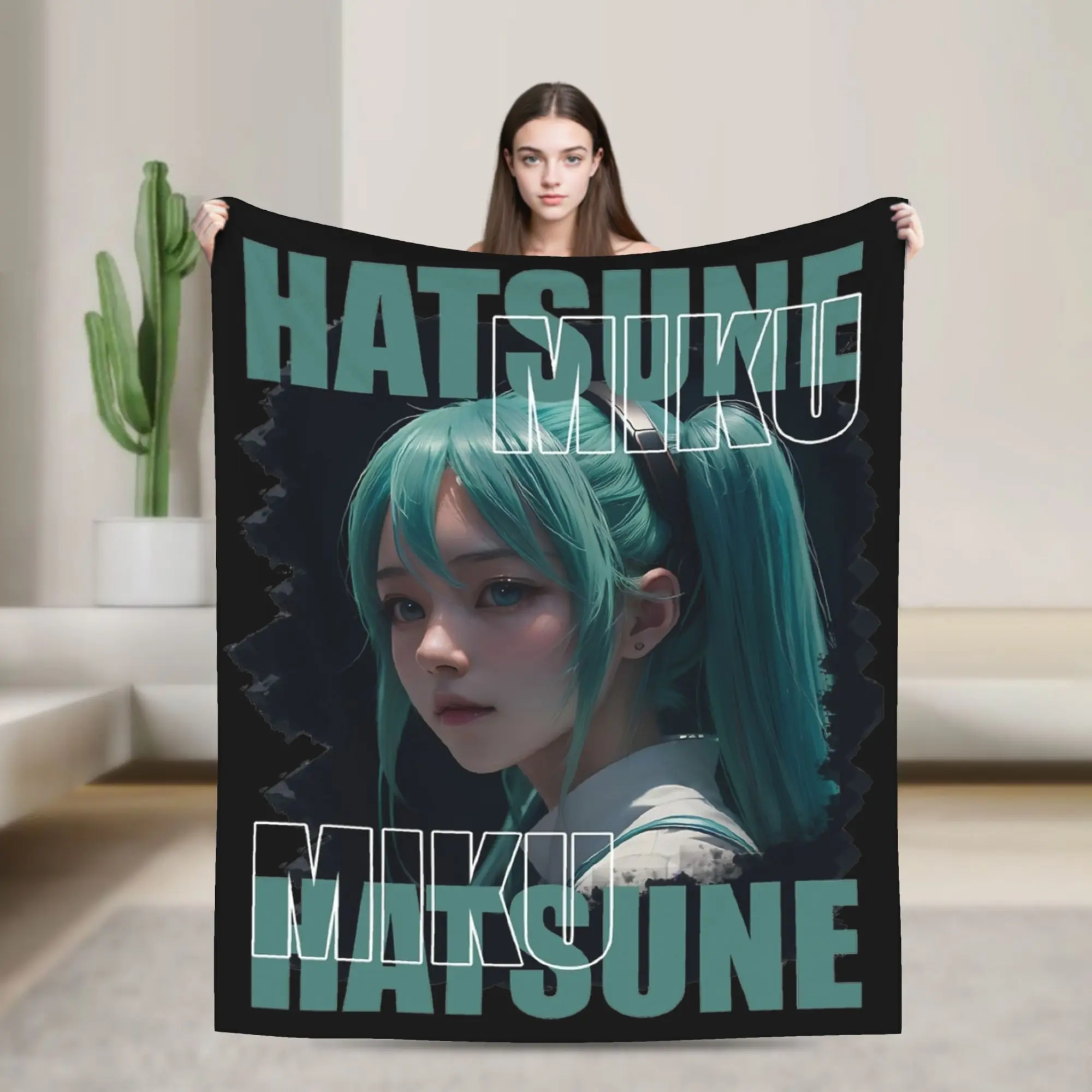 

Anime Hatsunes Mikus Velvet Throw Blanket Blankets for Sofa Travel Warm Bedding Throws,