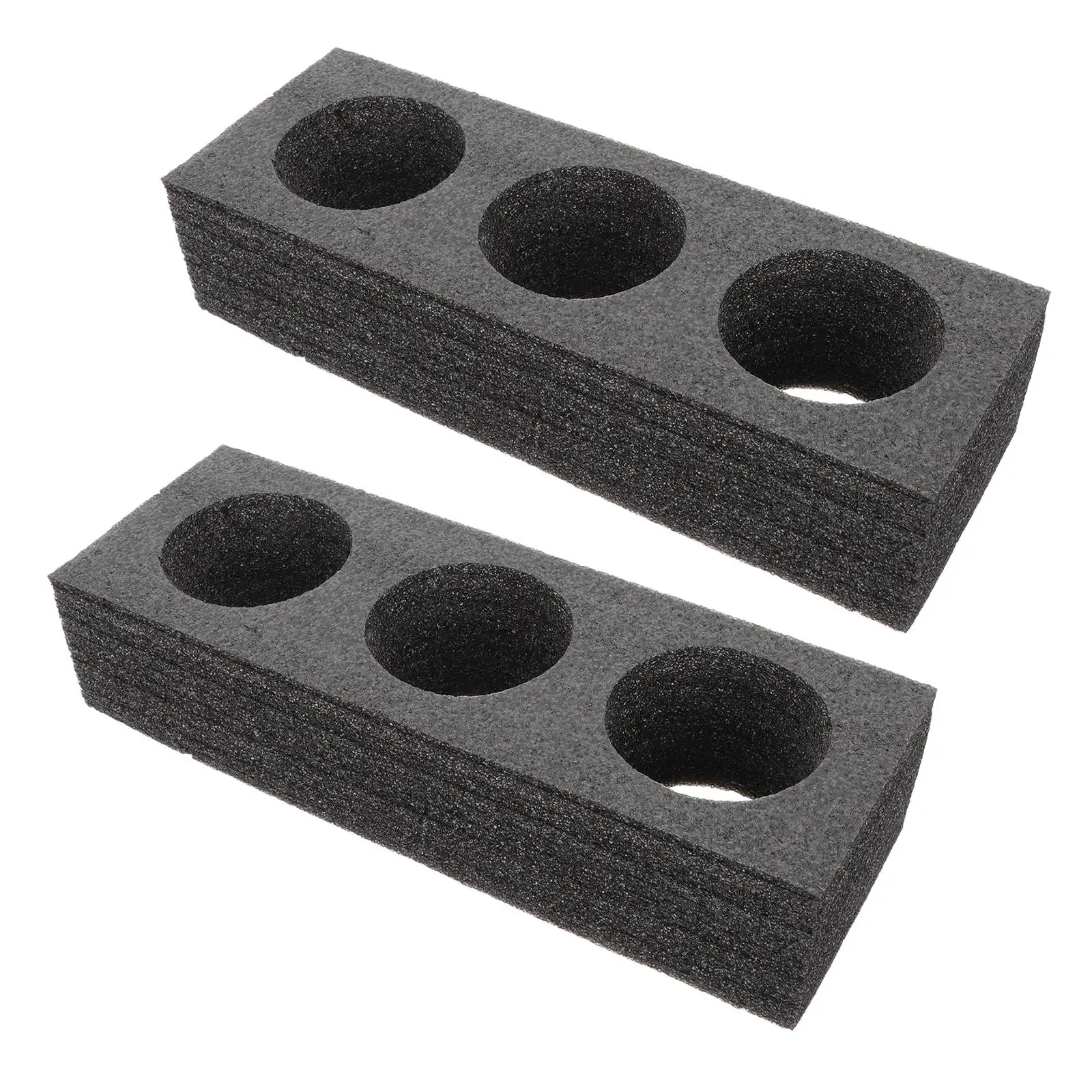 

2pcs Cup Holder Stand Black 3-holes Disposable Pearl Cotton Tray for Coffee Milk Tea Drinks Carrier Takeout Beverages Multi-hole