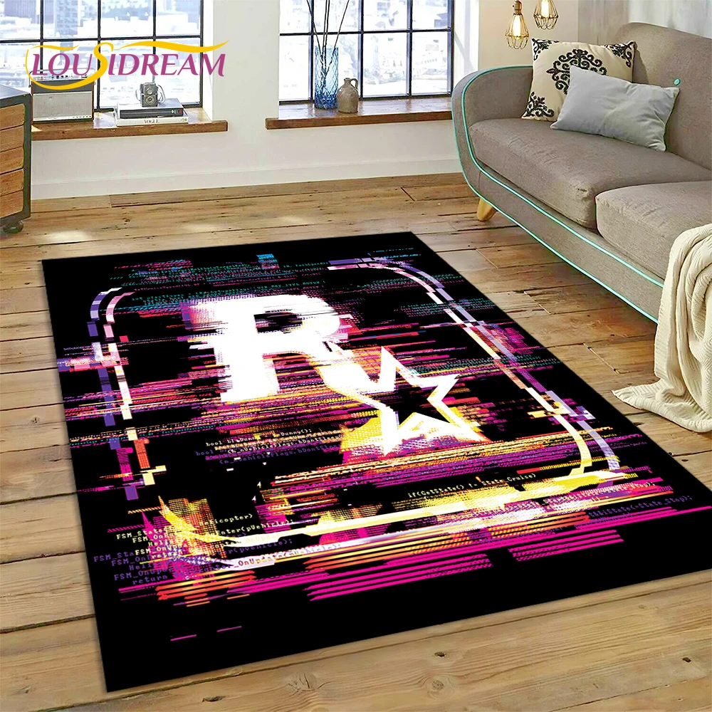 3D Rockstar Games Logo Gamer Carpet Rug for Bedroom Living Room Home Sofa Decoration,Children Play Large Decor Floor Mat Gift