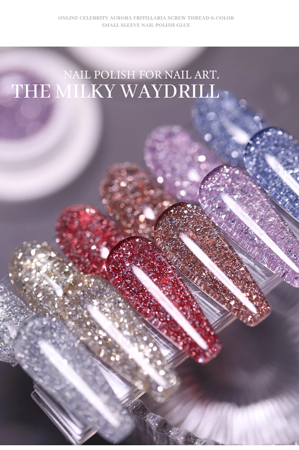 Vendeeni 6 Farben Glitzer-Broken-Diamond-Gel-Nagellack, semi-permanenter, reflektierender UV-Gel-Lack, TPO HEMA-frei – Detail 7