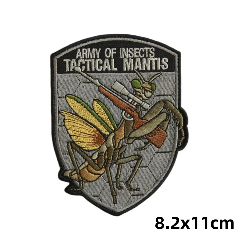 Insect Legion Embroidered Hook and Loop Patches Dragonfly Bee Mantis Tactical Morale Badge Outdoor Equipment Backpack Sticker