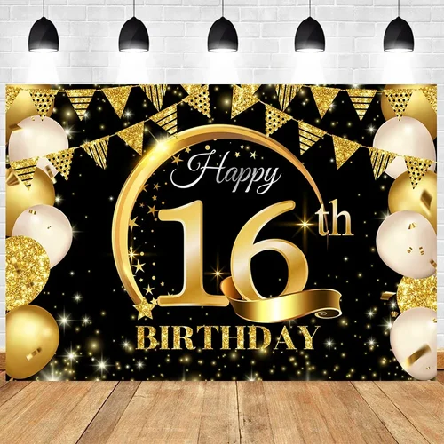 Imagen 2 del producto 1 18 21 30 40 50 90 aniversario fiesta foto fondo feliz cumpleaños adulto globo dorado brillante decoración fondo