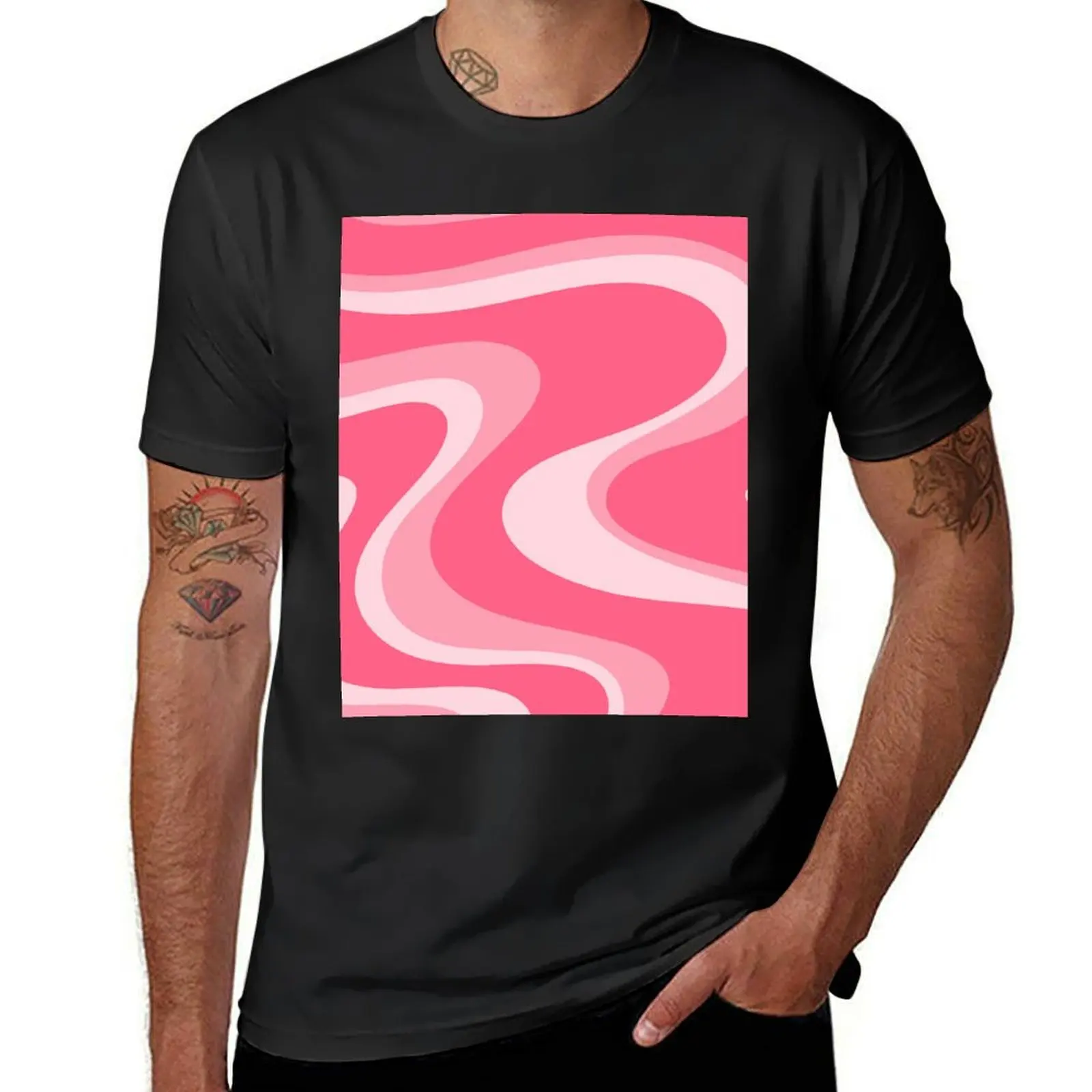 Trippy Dream Wave Machine Abstract Retro Swirl Pattern in Candy Pink T-Shirt plus size tops plain Short sleeve tee men clothes