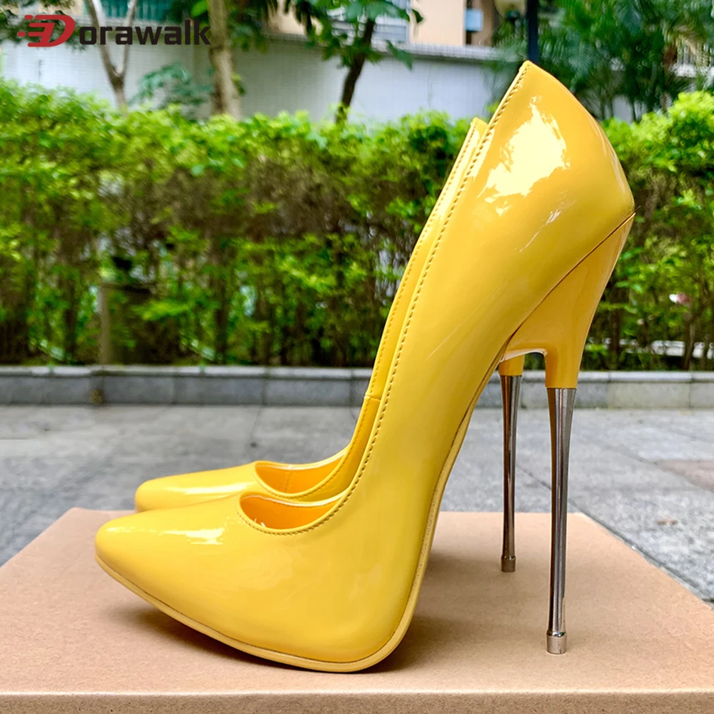 Women Pumps 16cm Extreme Metal High Heels Silver Stilettos Sexy Fetish Model Cosplay Crossdresser Man Unisex Shoes Size45 46