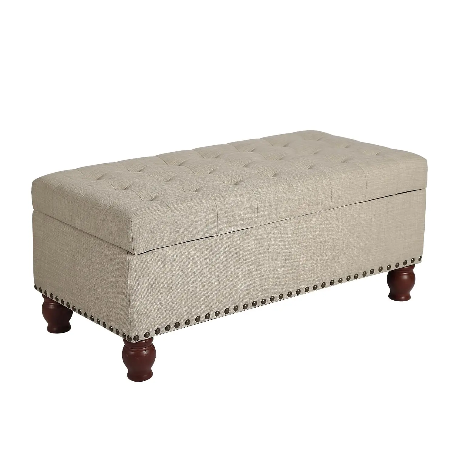 

Storage Ottoman Bench,20 x 40 x 17.5 Inches Storage Bench,Foot Rest with Legs,Tufted Ottomans with Safety Hinge, Customized
