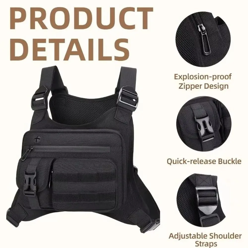 Adjustable Sports Vest Bag Water Resistant Multi-functional Outdoor Chest Bag Lightweight Oxford Cloth Running Vest Bag Women