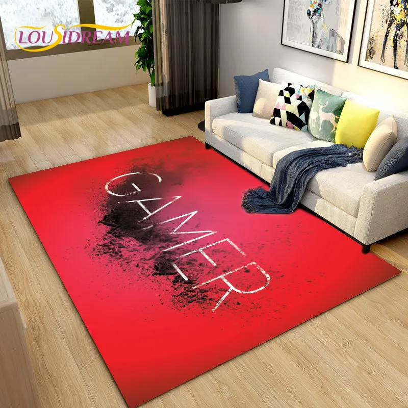 

3D Cartoon Gamer Game Over Area Rug Large,Carpet Rug for Living Bedroom Sofa Doormat Decoration,Children Play Non-slip Floor Mat