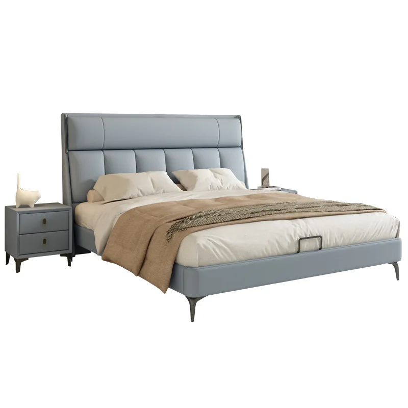 

Fabric double bed, Italian minimalist, storage bed