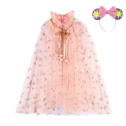 Children Cape Baby Shining Birthday Gift Girls Cosplay Dress Up Kids Stars Princess Cloak Autumn Christmas Clothing Accessories