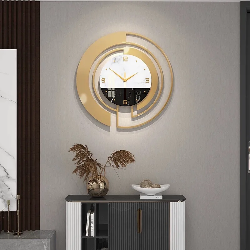 Metal Wall Clocks Large Luxury Walls Clock Modern Minimalist Living Room Clock Round Household Entranceway Decoration Clocks