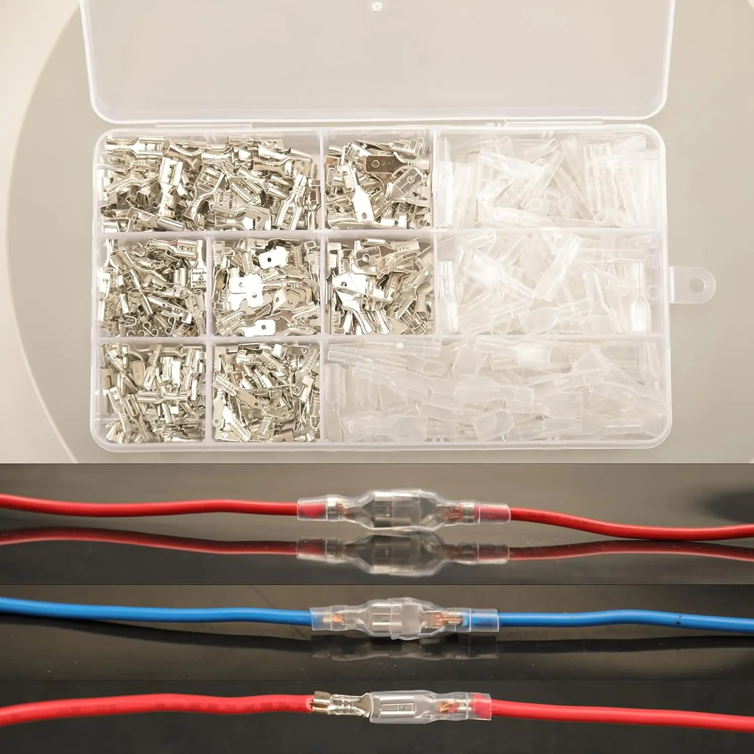 270/360Pcs Assorted Quick Splice Wire Spade Connectors 2.8/4.8/6.3mm Male And Female Crimp Terminal Blocks Insulating Sleeves