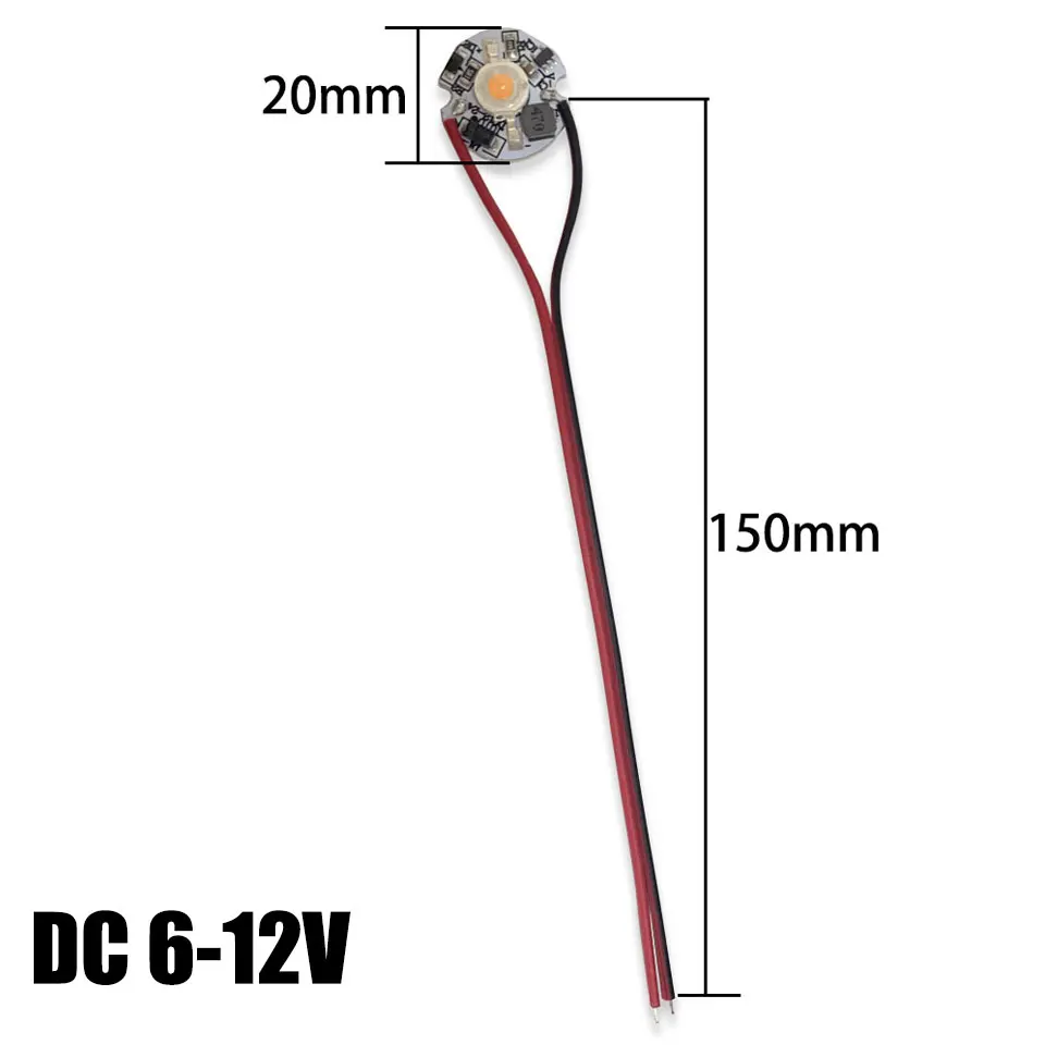 5Pcs Aluminum Substrate LED Lamp Beads 1W 3W DC6-12V Light Source Free Driver Welding 15cm Wire DIY For Spotlight