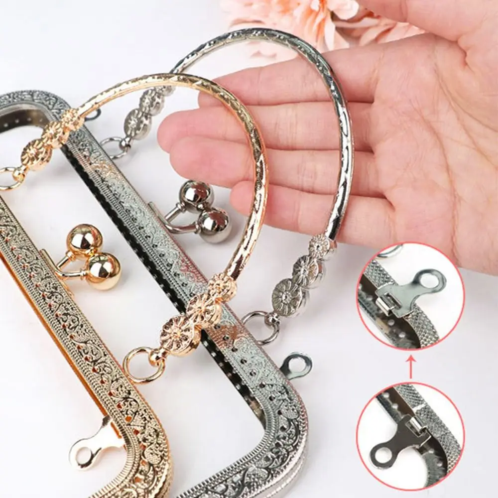 Vintage Purse Clasp Frame Bag Kiss Clasp Lock Metal Purse Frame for DIY Craft Purse Bag Making