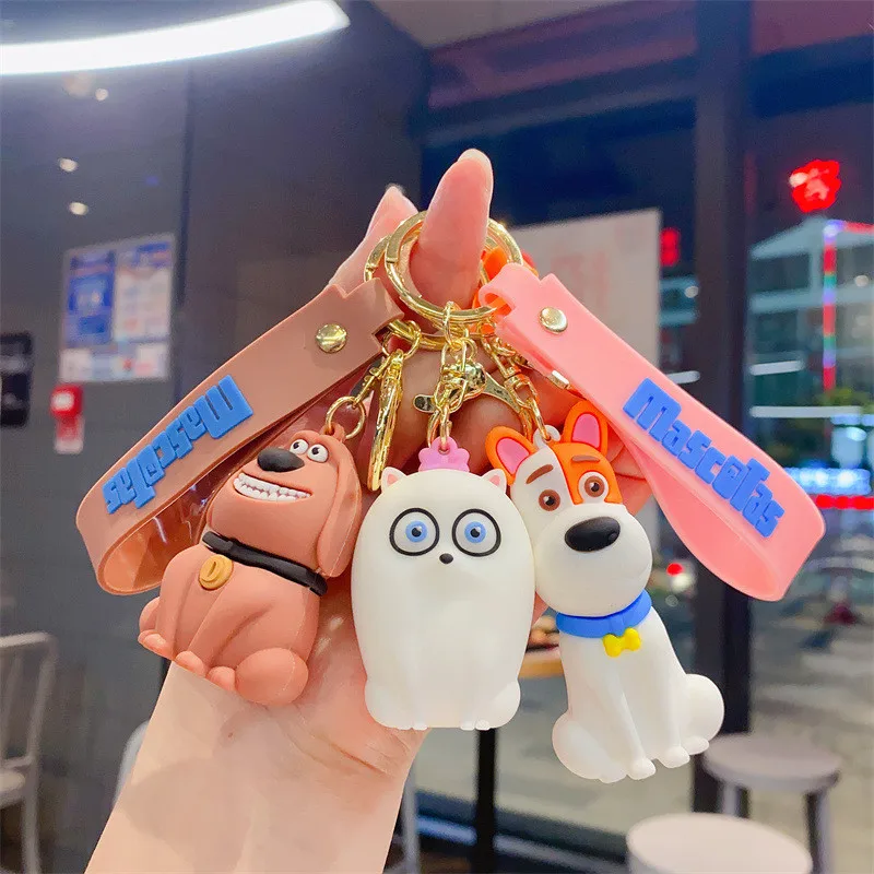 Cartoon The Secret Life of Pets Action Figures PVC Anime Keychain Bag Car Key Ring Ornament Pendant Schoolbag Decor Toys Gifts