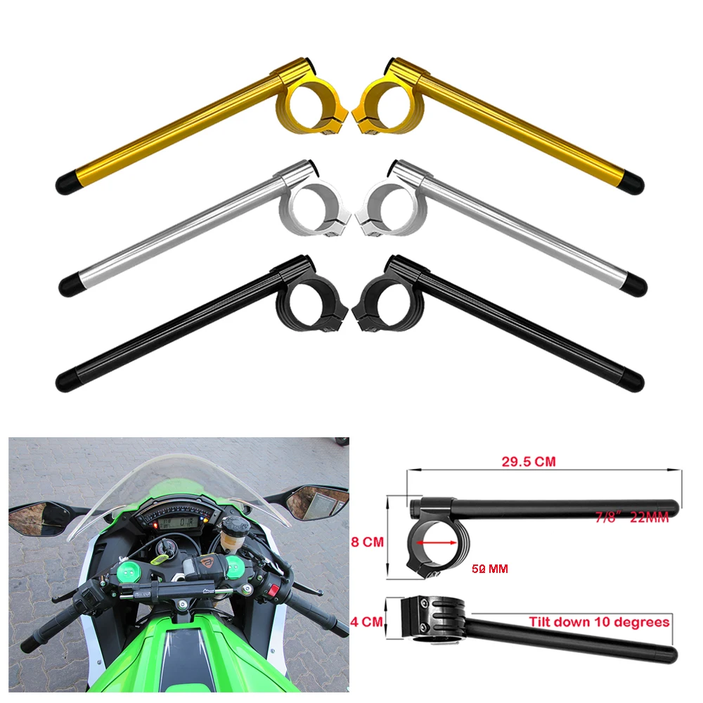 Fit for Kawasaki ZX10R ZX6R Ninja 636 ZX-6R ZX-10R 2004-2015 Motorcycle Split Handlebar Clip On Ons Fork Adjustable Handlebars