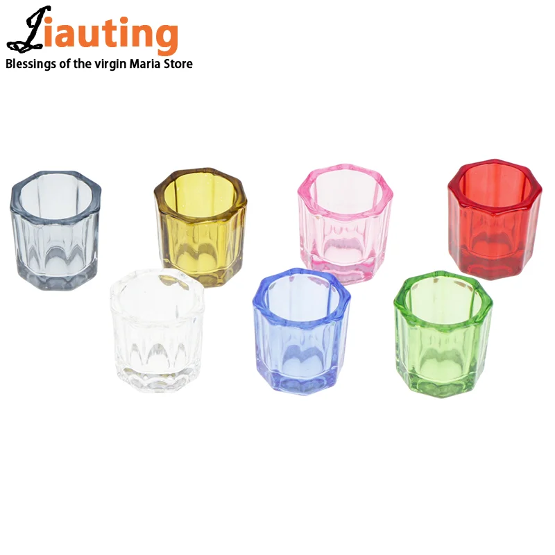 1pcs Dental Glass Mixing Bowl Octagonal Mixing Cup For Dental Powder Manicure Liquid Stirring Container Mixing Cup Tools