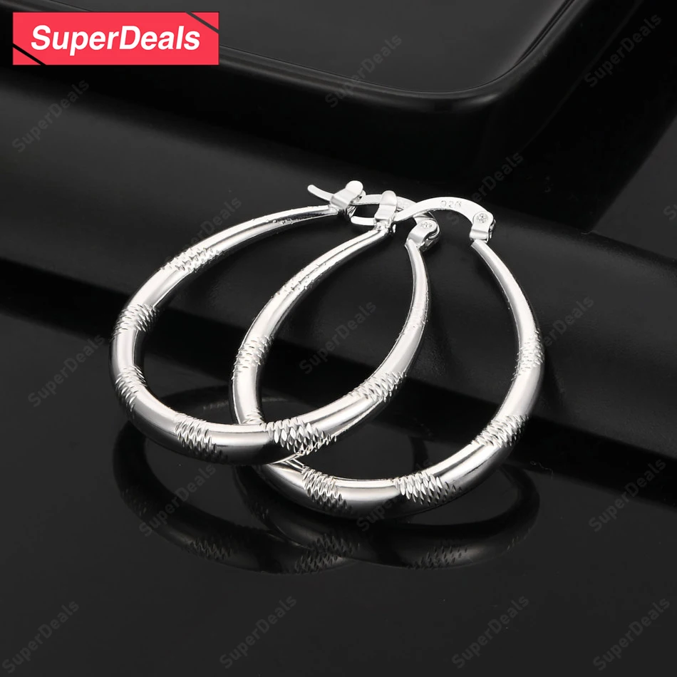 

SuperDeals, простые овальные серьги-кольца из стерлингового серебра 925 пробы, женские модные вечерние, помолвочные, свадебные, изящные ювелирные изделия, Рождественский подарок