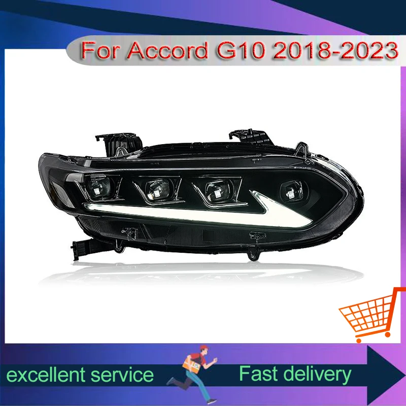 Car New Headlights For Honda G10 Accord 2018-2023 LED Head Lamp Assembly Modified Lens Horse Race A Touch Of Blue Front Lights