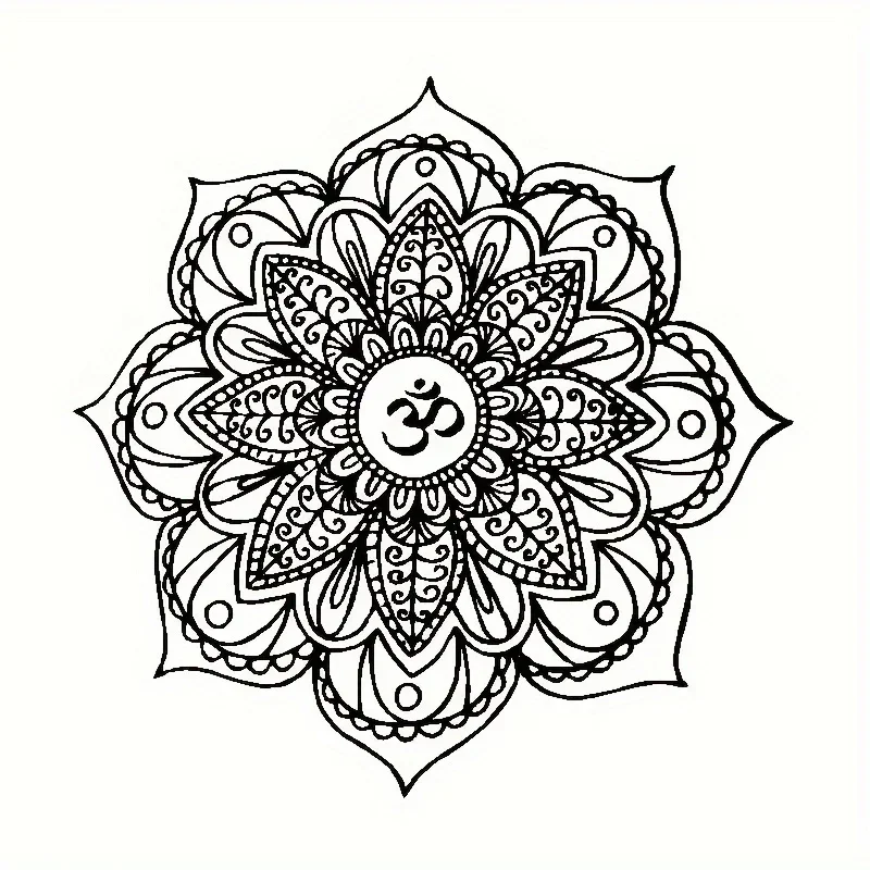 

1 шт. яркая белая наклейка с мандалой Ом — съемная декоративная наклейка, идеально подходит для персонализированных дорожных сумок, скейтбордов и офисов