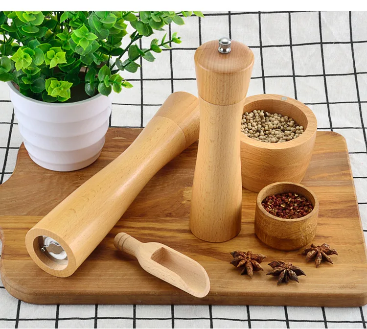 

Ceramic Grinder Manual Pepper Grinder Oak Wood Salt And Pepper Mill Multi-purpose Cruet 8 Inch Kitchen Accessories OK 1152