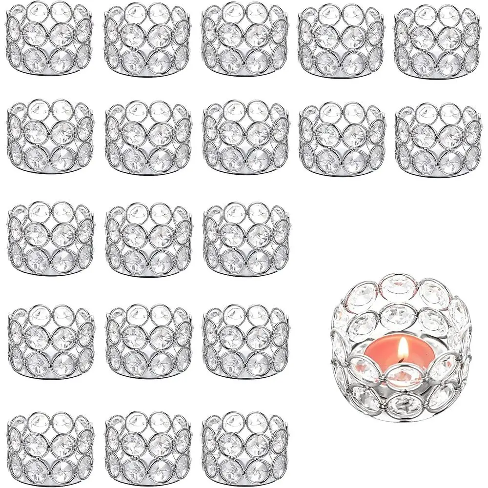 

Silver Crystal Tealight Candle Holder, Used or Wedding amily Party Center Decoration, 20 Pieces Small Tea Light Candle Holders o