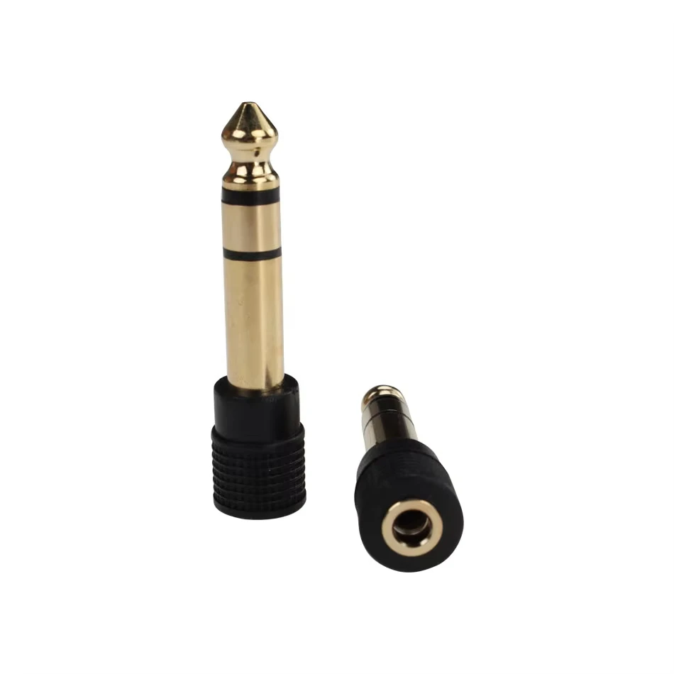 100pcs Gold-plated Audio Headphone Adapter 6.35MM Male To 3.5MM Female Plug Stereo Speaker Conversion Connector Head Converter