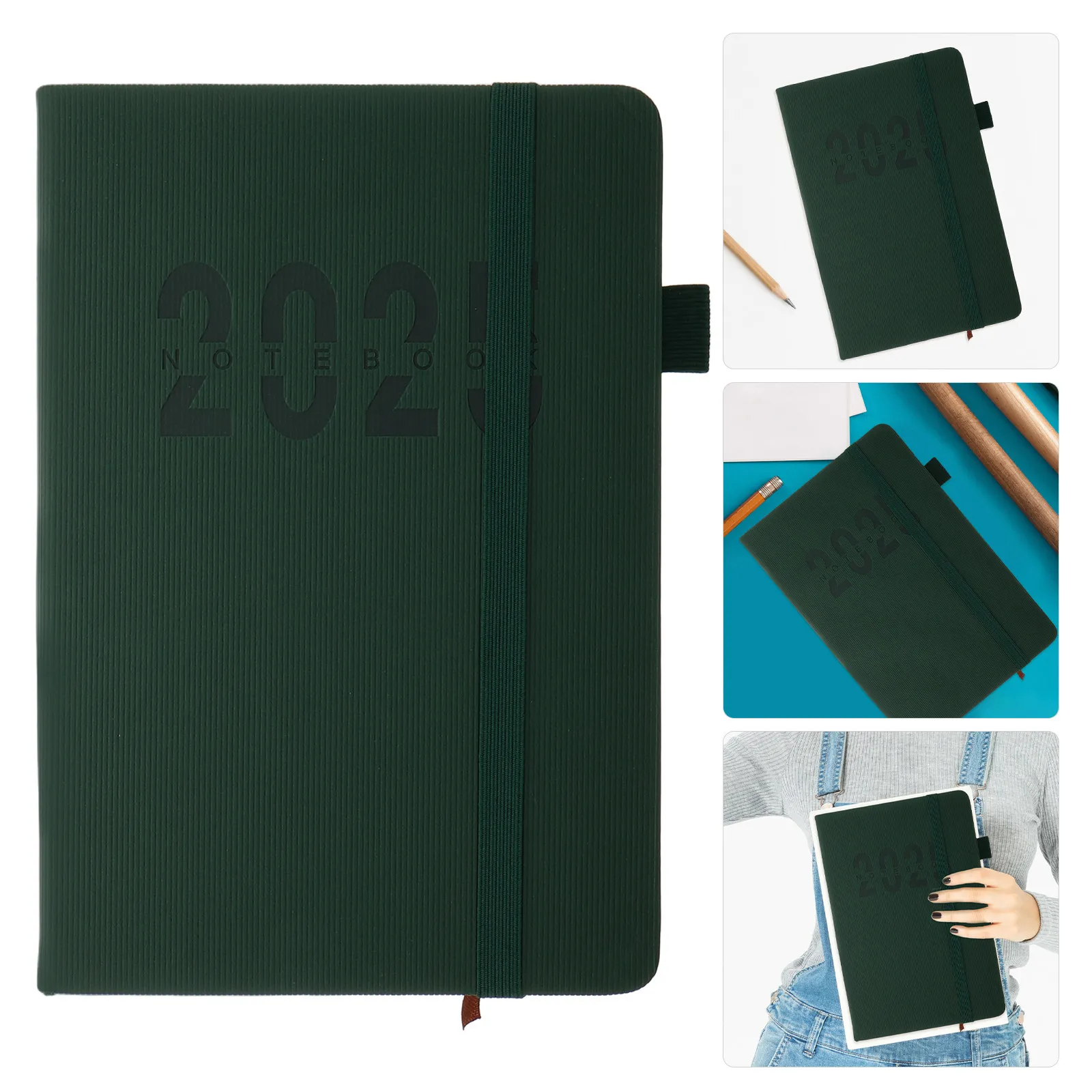 2025 Daily Planner Notebook Hardcover Strap Pen Holder Meeting Travel Work Organizer Schedule Notebook Book Agenda Planner
