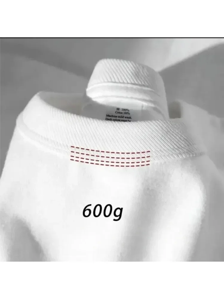 600g Schweres Baumwoll-Kurzarm-T-Shirt für Herrenmode Reine Baumwolle Verdicktes Kurzarm-Halbarm-Shirt