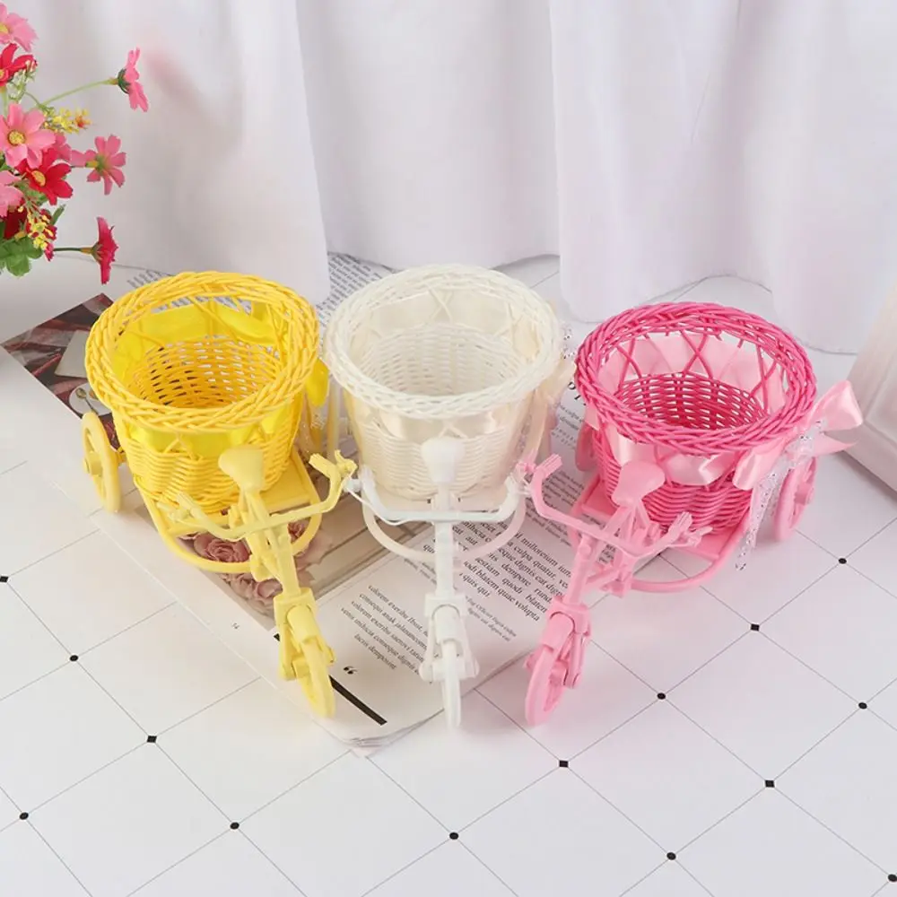 Durable Tricycle Design Desktop Tricycle Ornaments Easy to Take 3D Tricycle Flower Basket Exquisite Tricycle Model Candy Rack