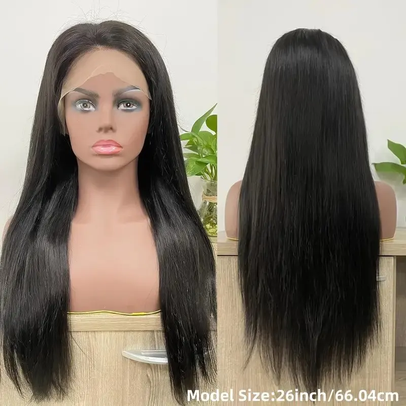 34 Inches Natural Black  13x4 HD Lace Wig 180 Density 5x5 Glueless Closure PreCut Human Hair Wigs Straight PrePlucked For Women