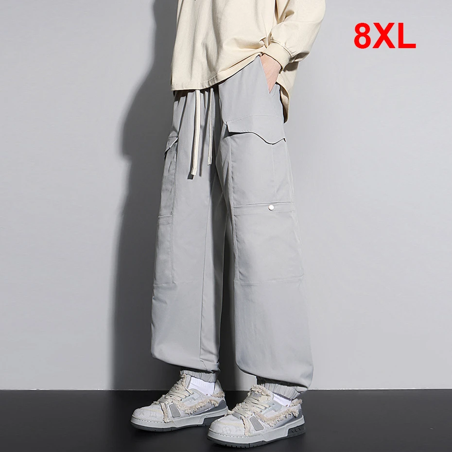 

8XL Большие размеры Брюки-джоггеры Мужские весенне-осенние модные повседневные однотонные брюки Мужские брюки с эластичной резинкой на талии Большой размер 8XL