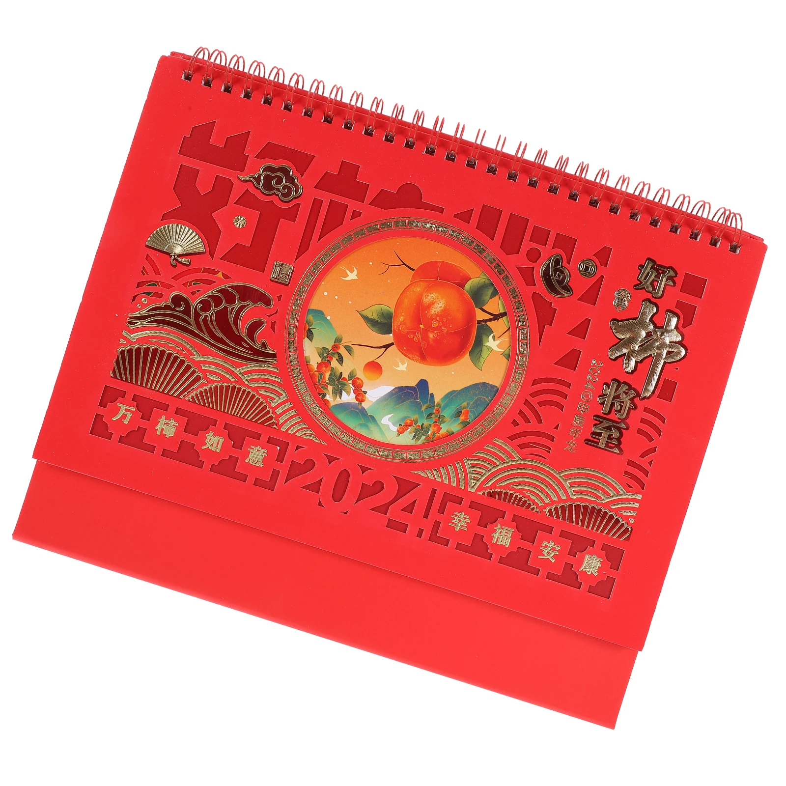 

2024 Dragon Desk Calendar Tabletop Standing Calendar Monthly Flipped Tabletop Standing Thick Paper Coil Office Home Use