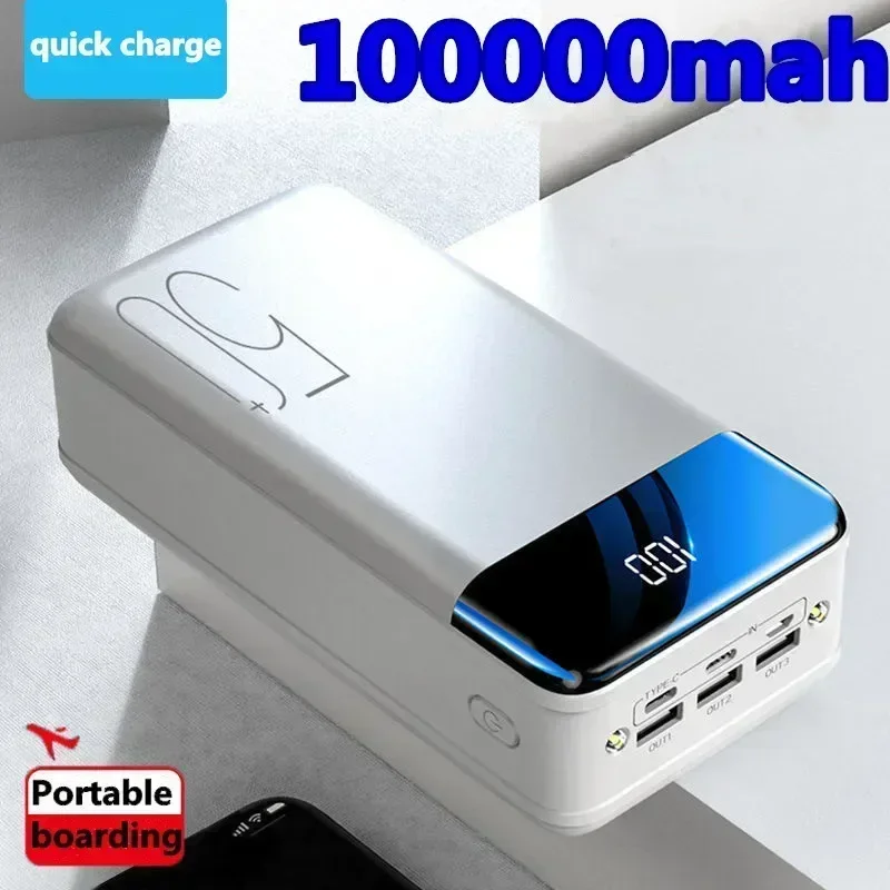 Banco de energía de carga rápida para móvil, Cargador universal de gran capacidad, 100000mah /98000mah, 5,2 V, 1A, novedad