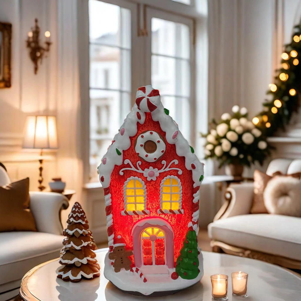 Dekorasi Rumah Kecil Bercahaya Natal Kreatif Dekorasi Rumah Natal Resin Hadiah Natal Anak-anak Mewah