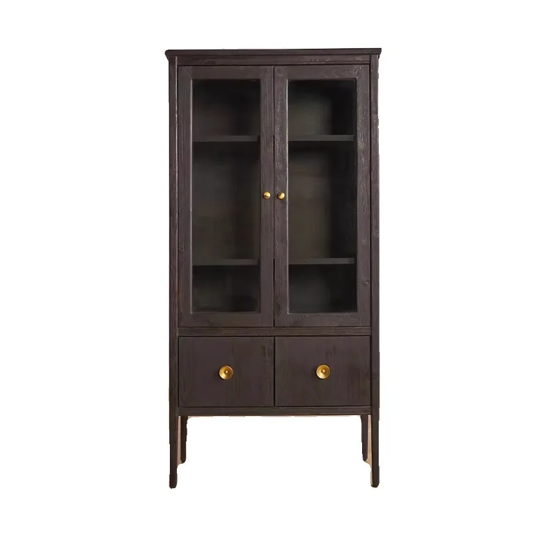 

North American high-grade light luxury American all-solid wood bookcase with door modern simple locker simple